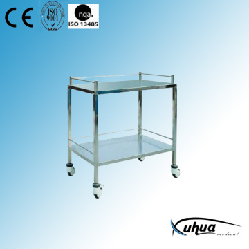 2 Shelves Stainless Steel Hospital Medical Instrument Trolley (Q-5)